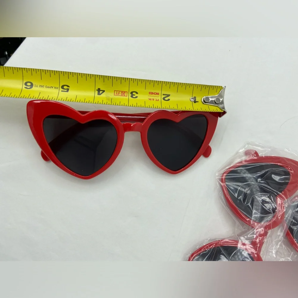 8 Heart Shaped Sun Glasses Red New‎